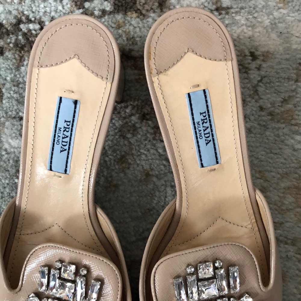 Prada Nude Jeweled Slide Sandals - Picture 4 of 8
